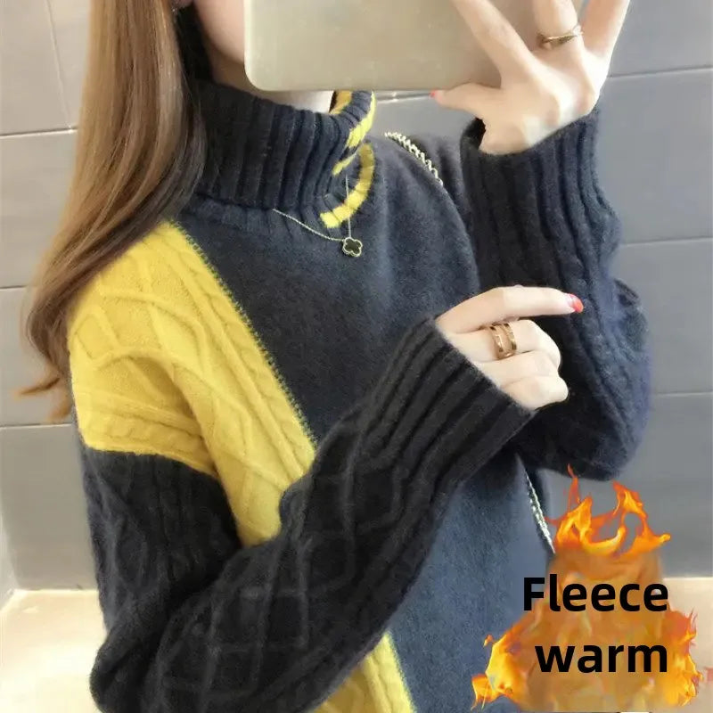 Pull Femme Col Polo Doublé Polaire Épais | MDN