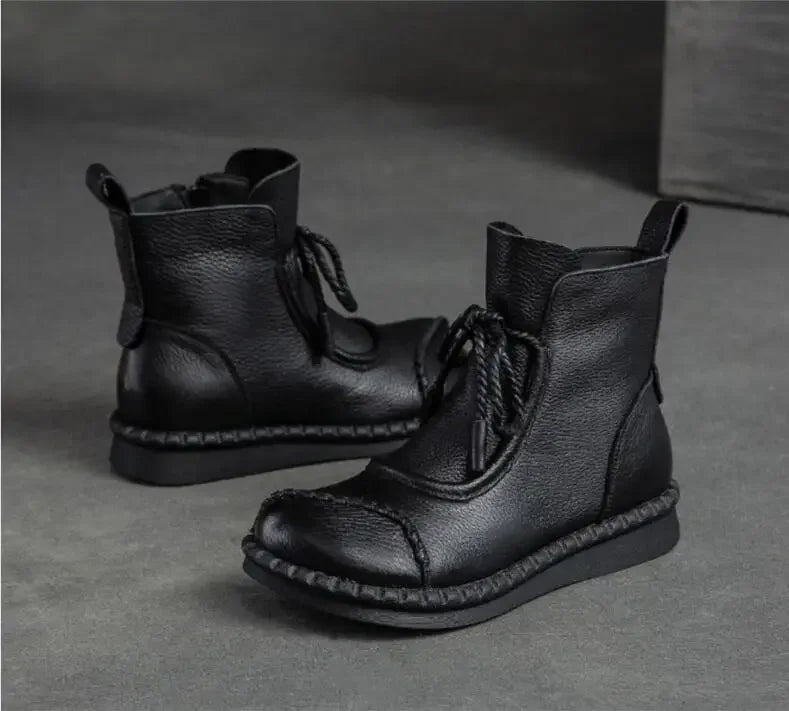 Bottines Plates Cuir Confort Rétro Femme | MDN Store