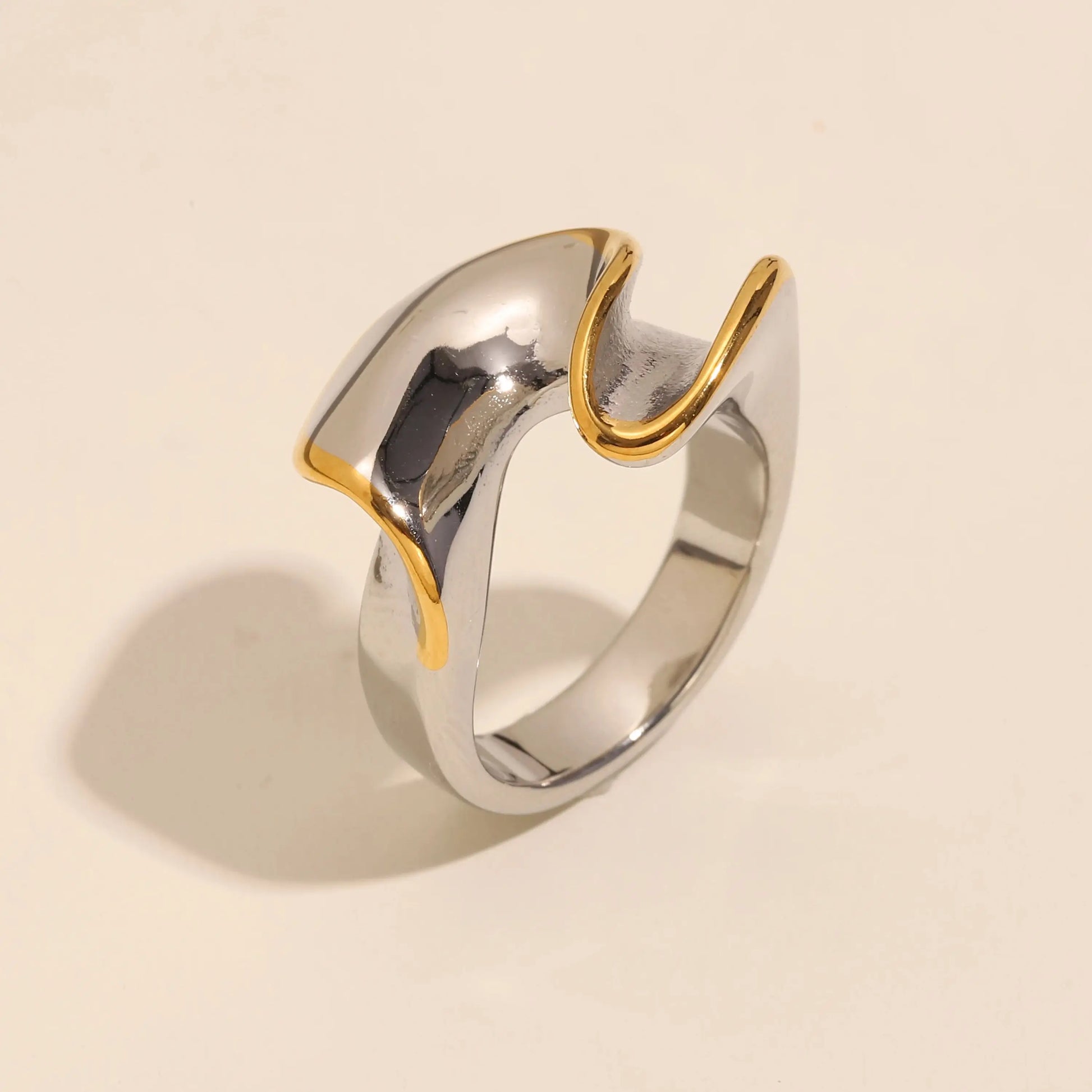 Bague Torsadée Acier Bicolore Or Argent | MDN Store