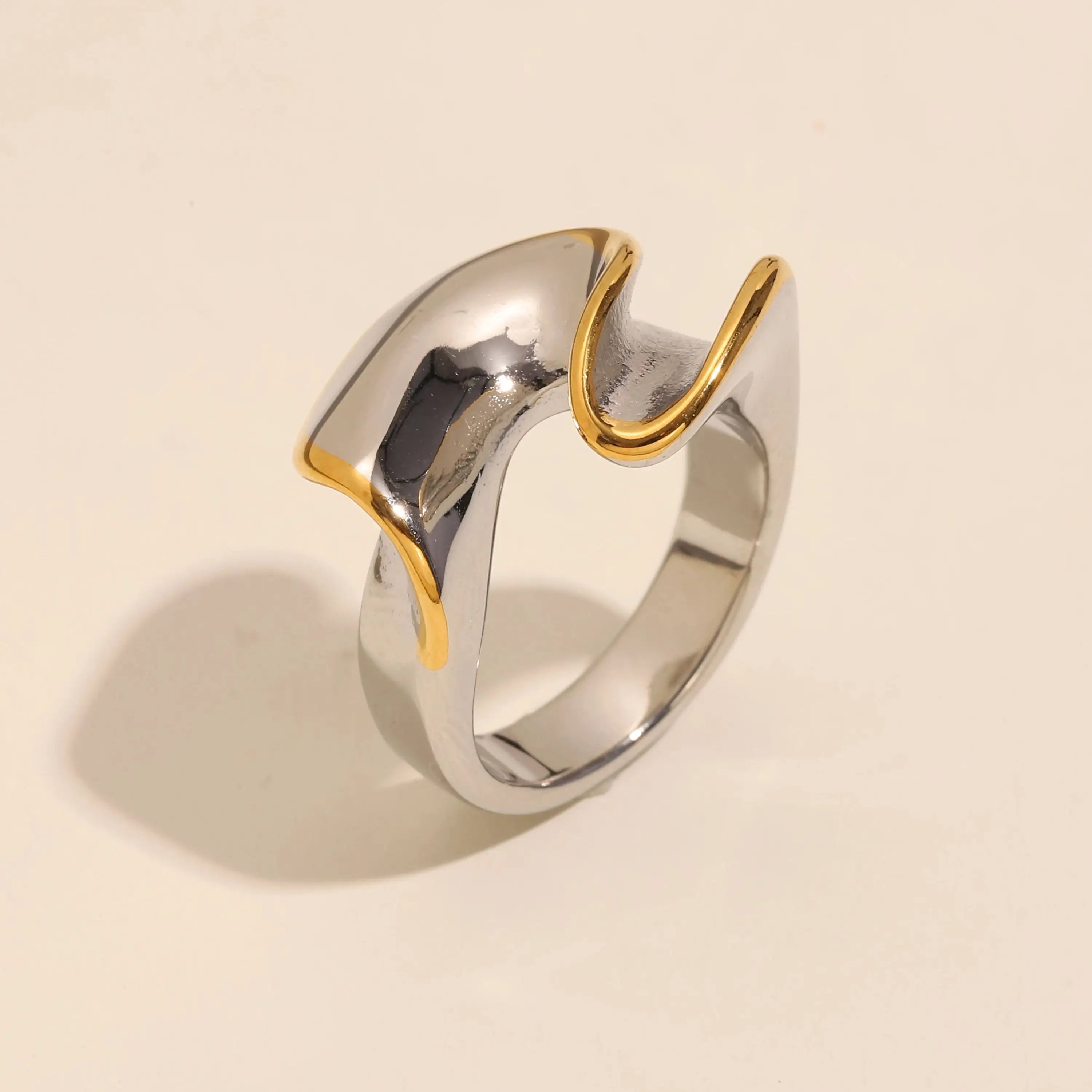 Bague Torsadée Acier Bicolore Or Argent | MDN Store