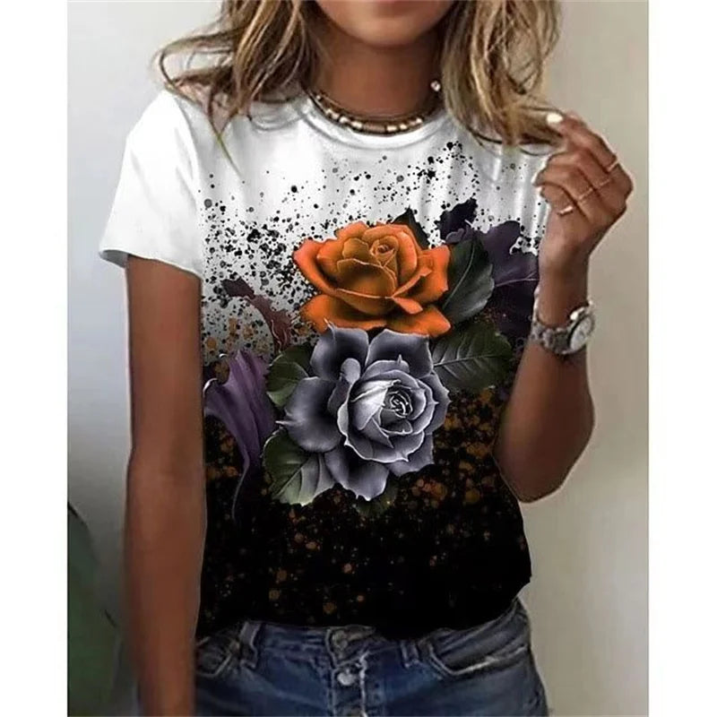 T-Chemise Fleurs Colorées 3D Oversize Femme | MDN Store