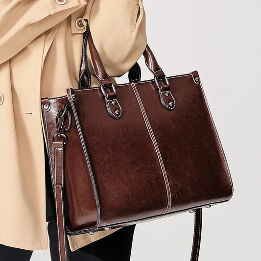 Sac à Main Femme Cuir Véritable Bandoulière Épaule Bureau Élégant - MDN