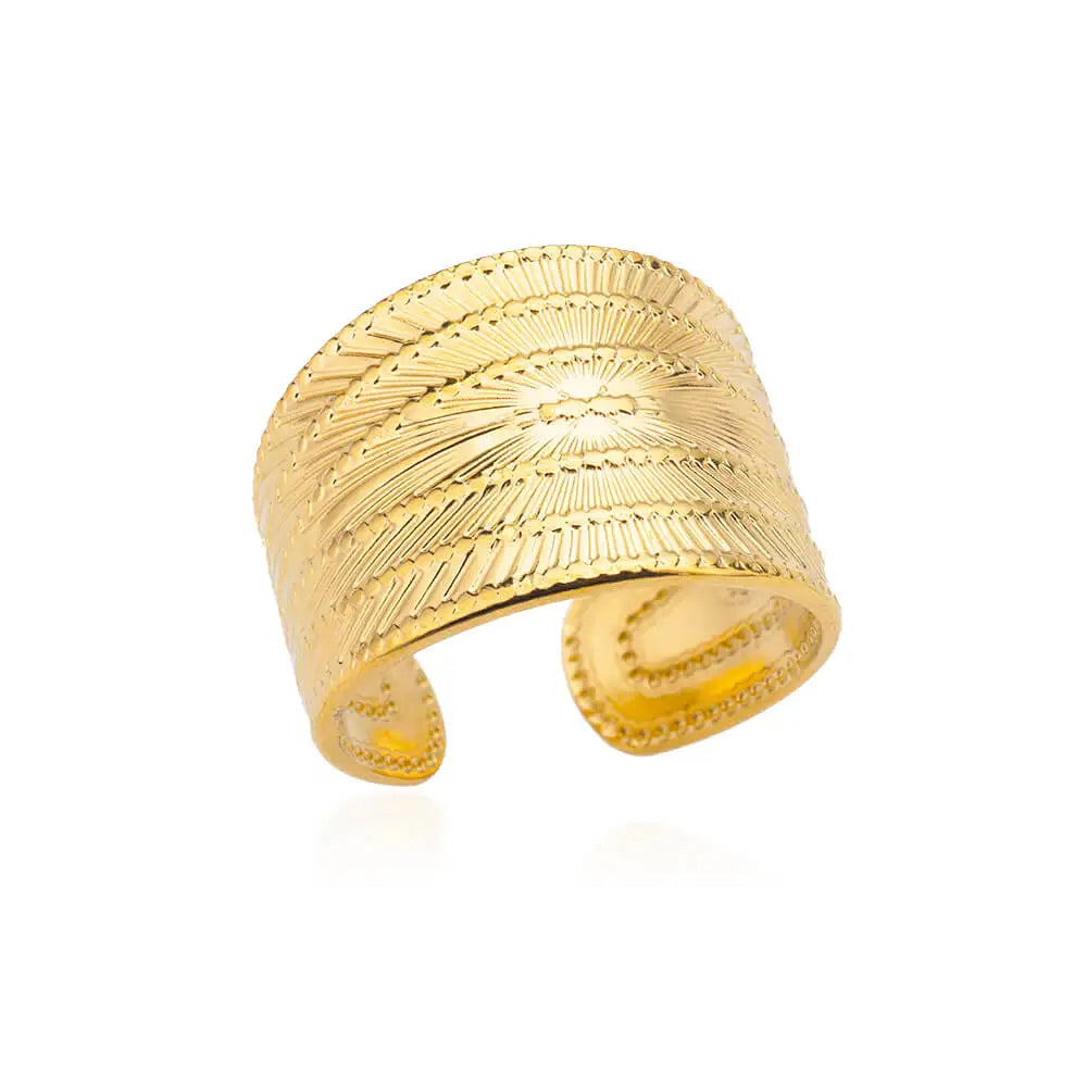 Bague Géométrique Acier Doré Ajustable | MDN Store