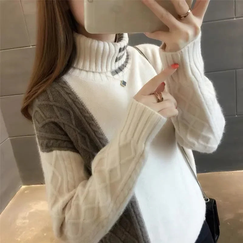 Pull Femme Col Polo Double Polaire Epais Ample Fit Grande Taille S-3XL | MDN Store