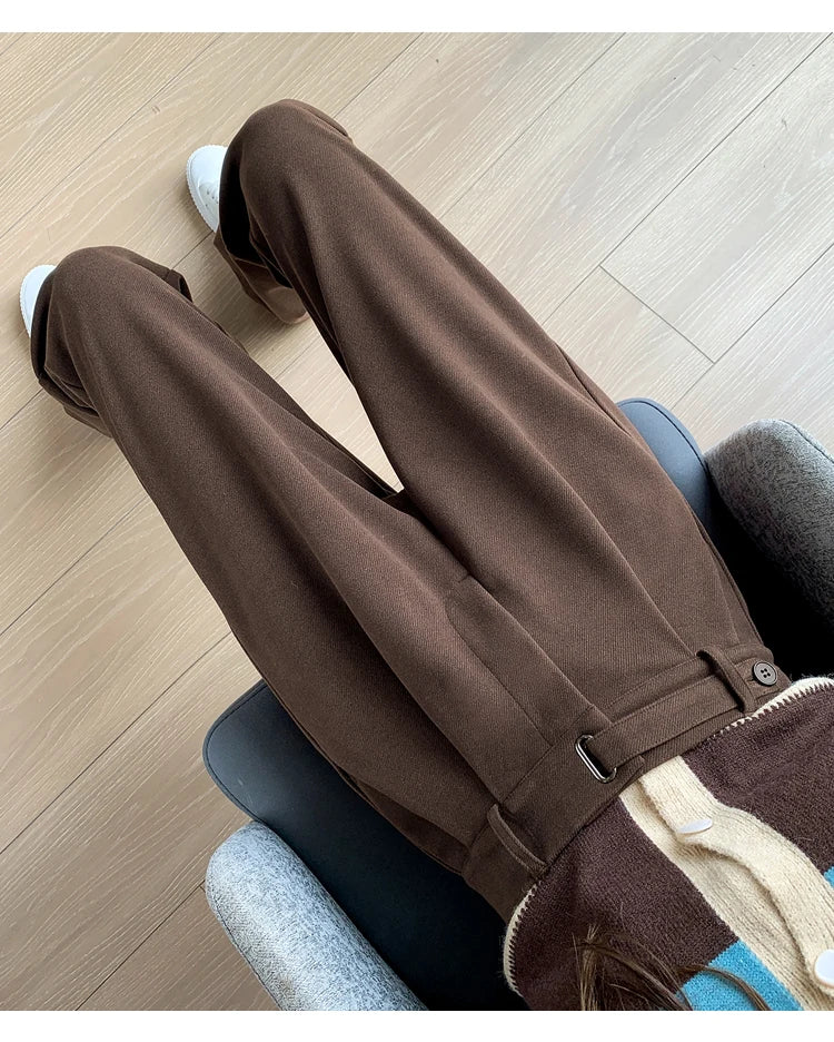 Pantalon Laine Large Femme Boutons Milk Tea | MDN Store