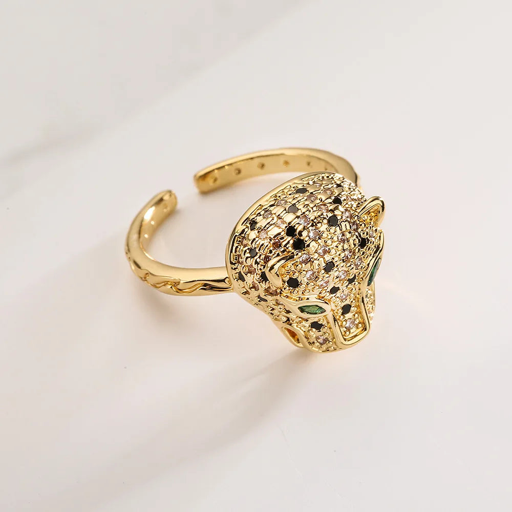 Bague Léopard Animal Punk Or Zircon Femme | MDN