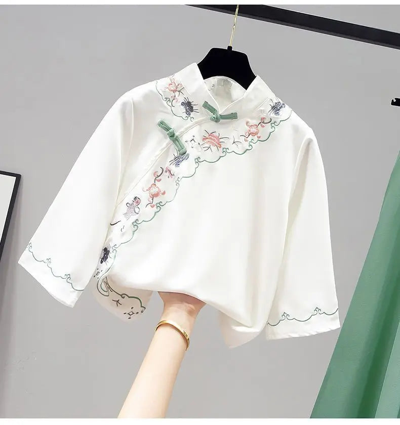 Ensemble Hanfu Chinois Brodé Papillon 2 Pièces | MDN Store