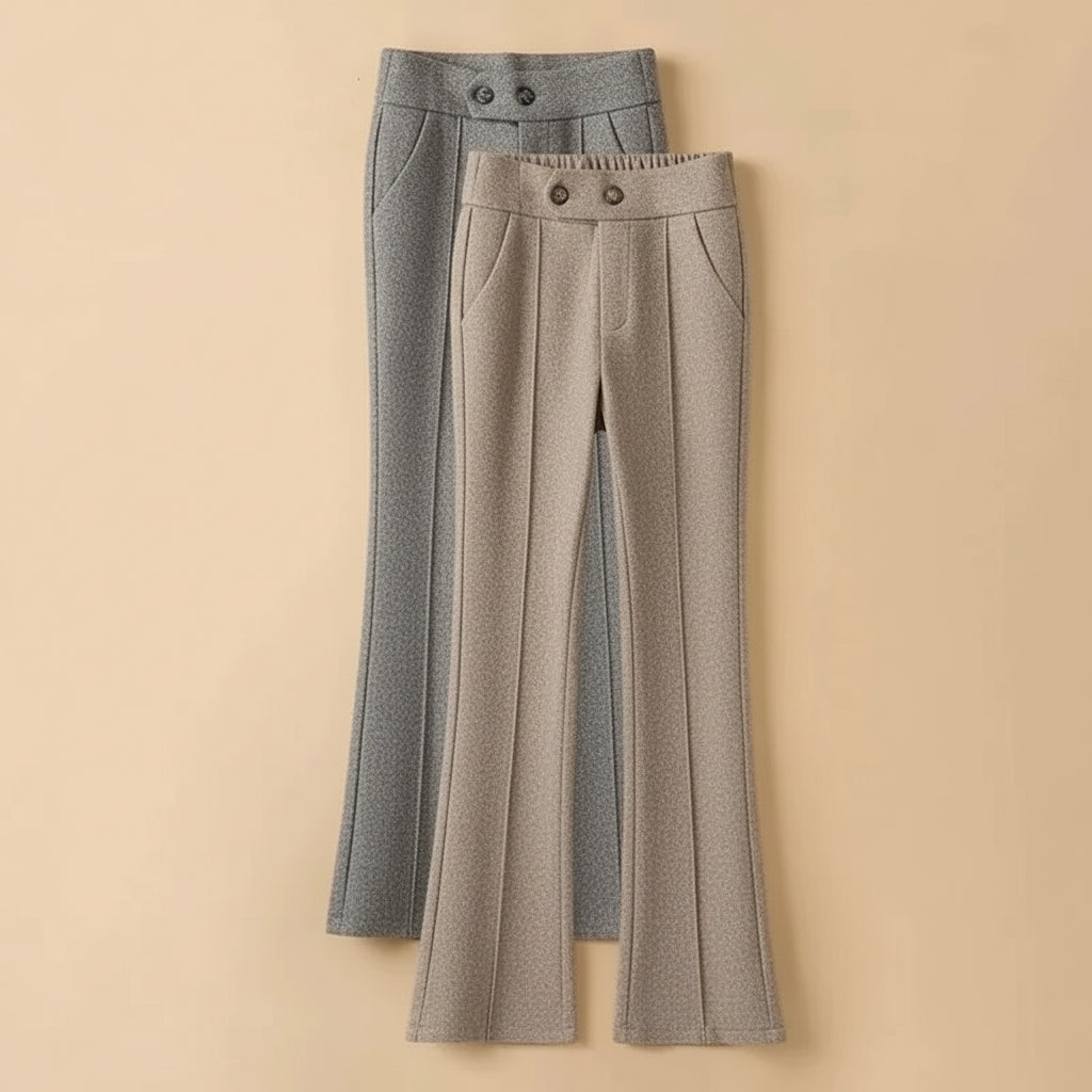 Pantalon Laine Évasé Femme Gris Clair Bureau | MDN Store