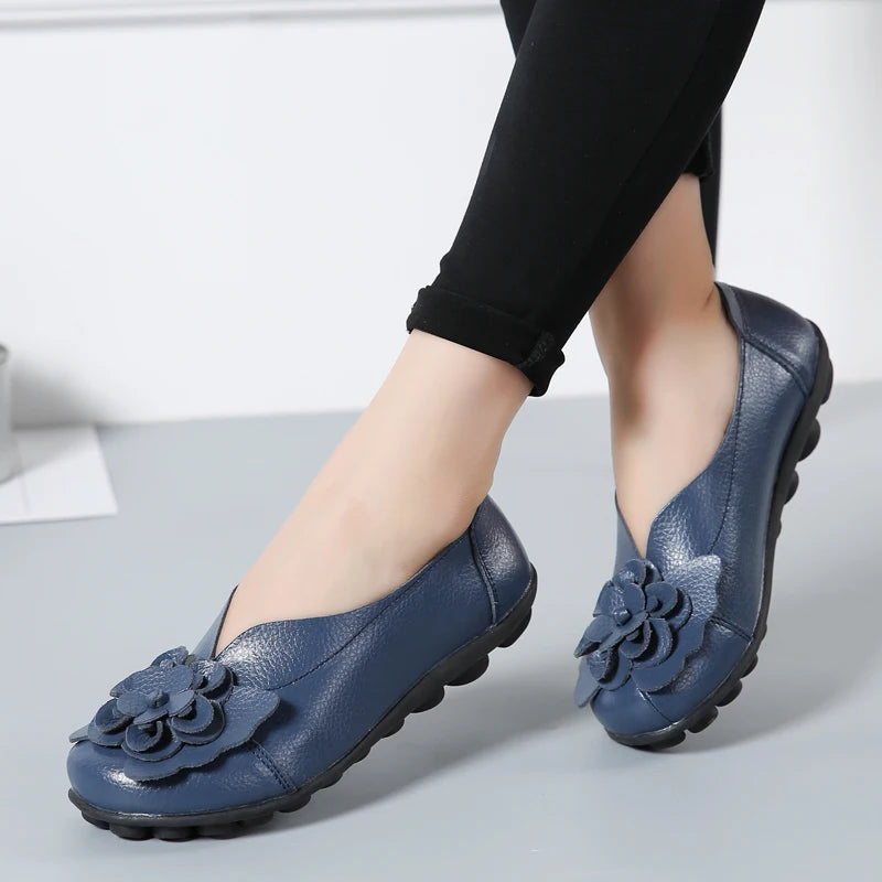 Ballerines Cuir Fleur Élégantes Grande Taille | MDN Store