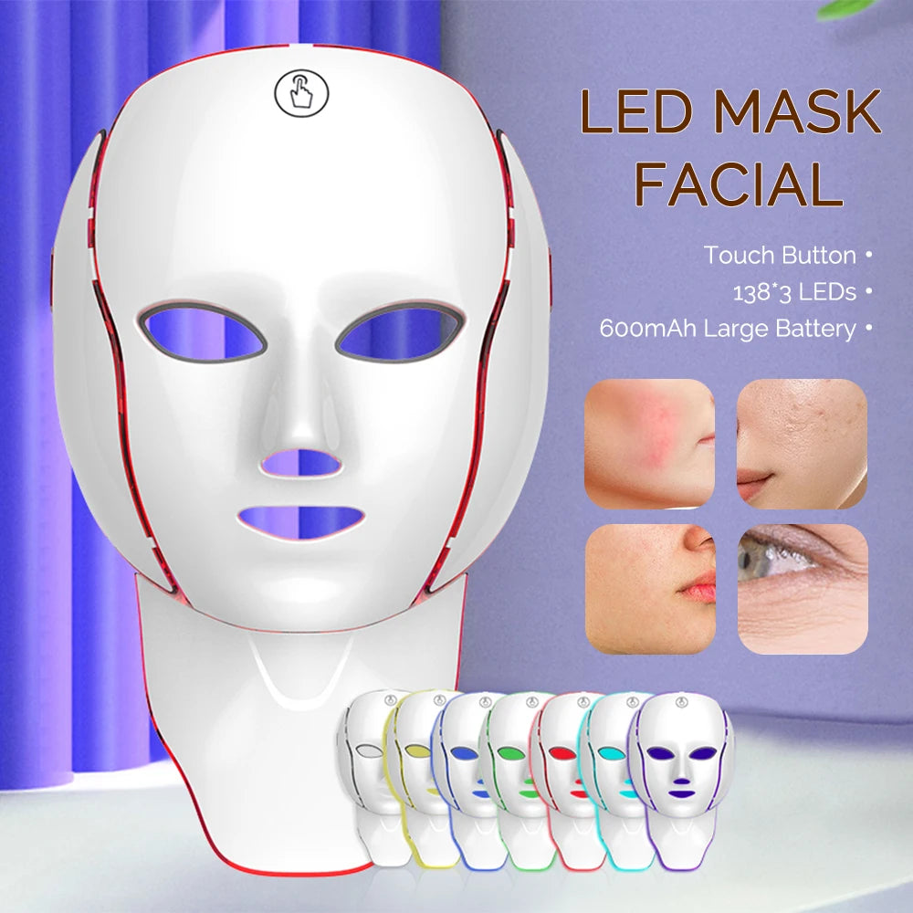 Masque LED Visage Cou 7 Couleurs Anti-Âge Raffermissant | MDN Store