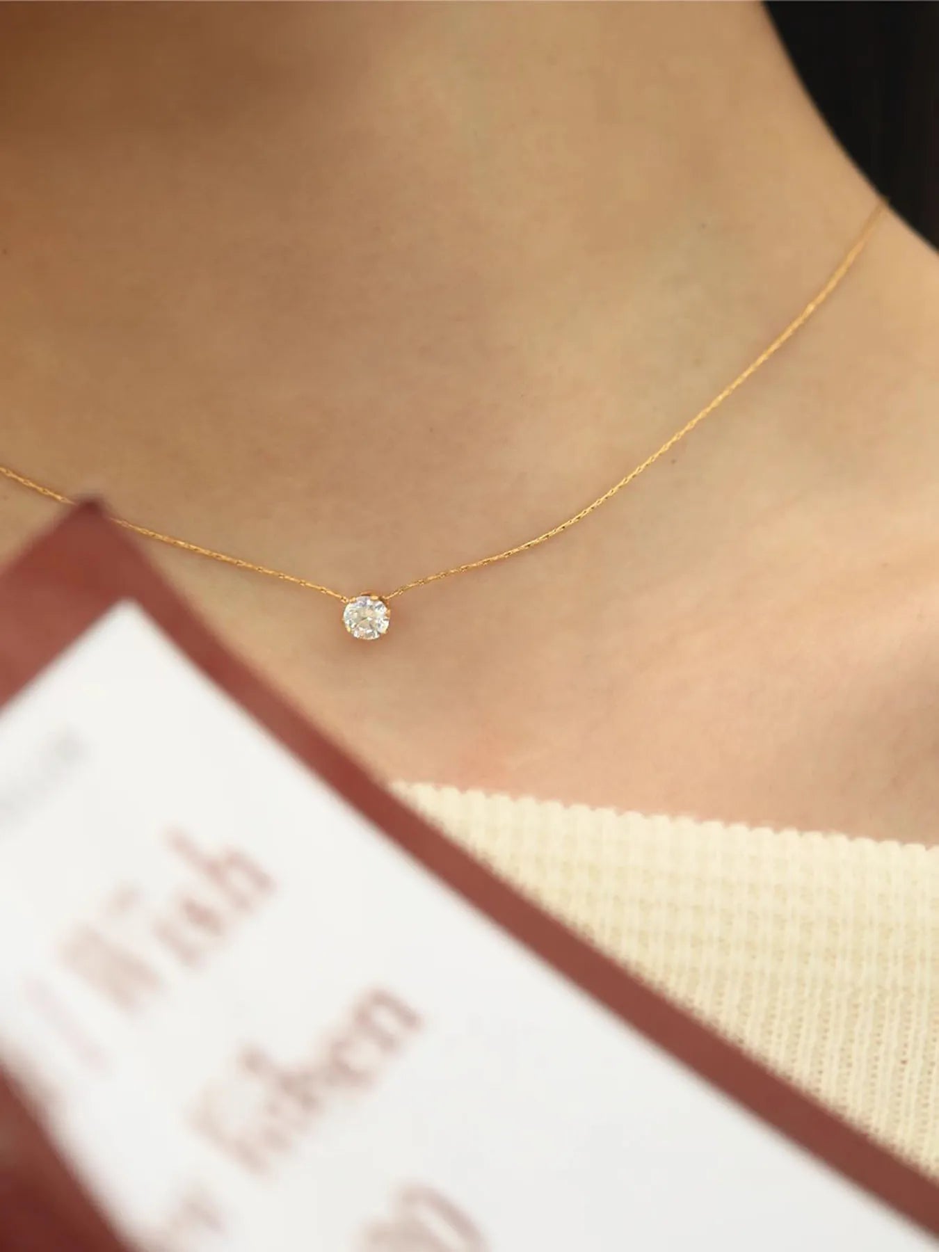 Collier Minimaliste Solitaire Zircon Acier Inoxydable | MDN