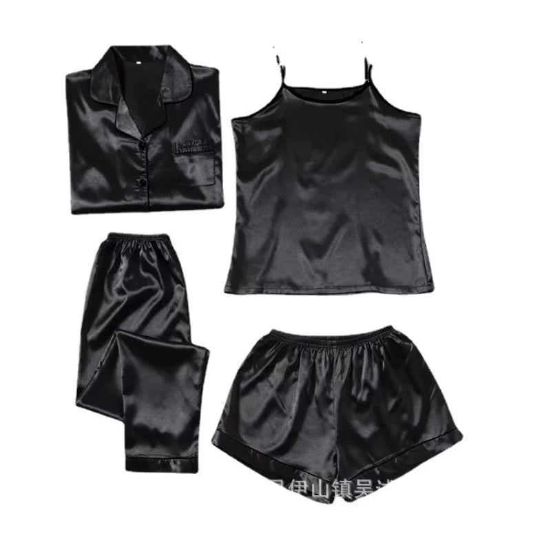 Pyjama 4 Pièces Satin Nuisette | MDN Store
