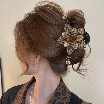 Pince Cheveux Fleur Strass Élégante - Barrette Crabe Mode Femme | MDN Store
