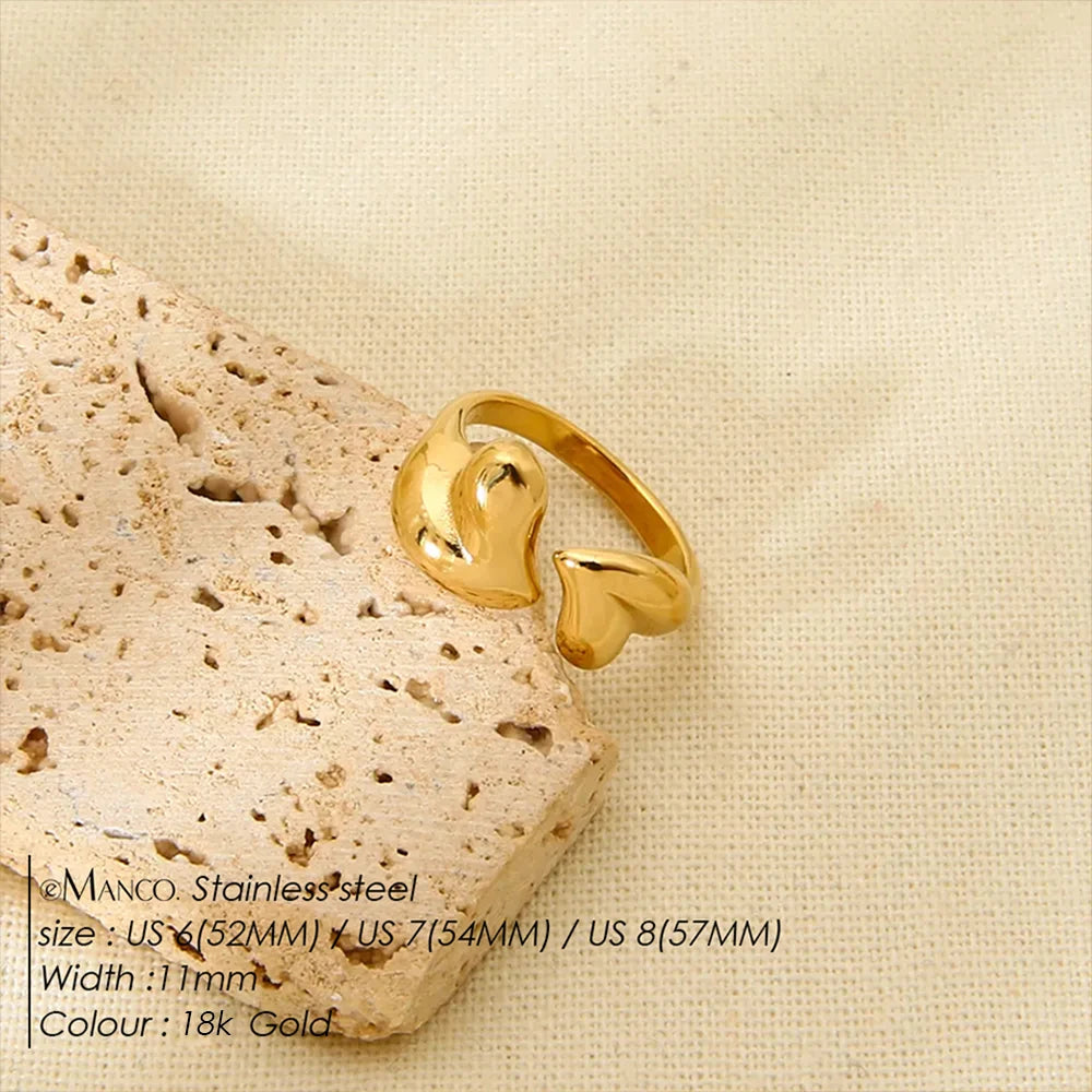 Bague Cœur Ajustable Acier Imperméable | MDN Store