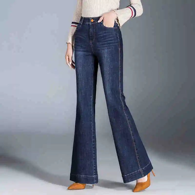 Jean Flare Femme Broderie Ethnique Bleu | MDN Store
