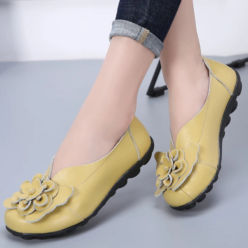 Ballerines Cuir Fleur Élégantes Grande Taille | MDN Store