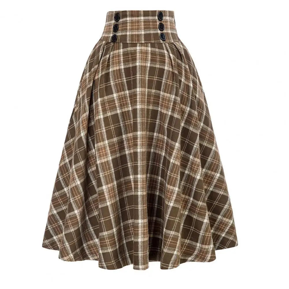 Jupe Femme Carreaux Taille Haute Rétro | MDN Store