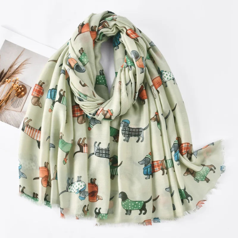 Écharpe Longue Viscose Chat Cartoon Coloré Femme | MDN Store