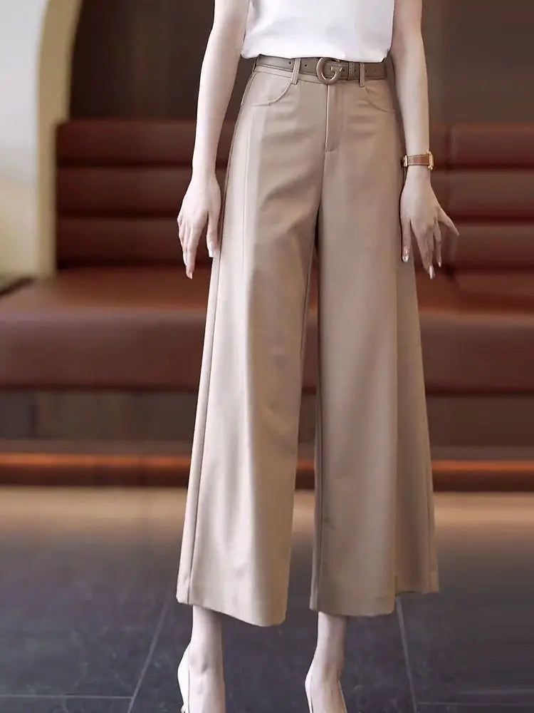 Pantalon Femme Taille Haute Décontracté Léger Couleur Unie Été | MDN Store
