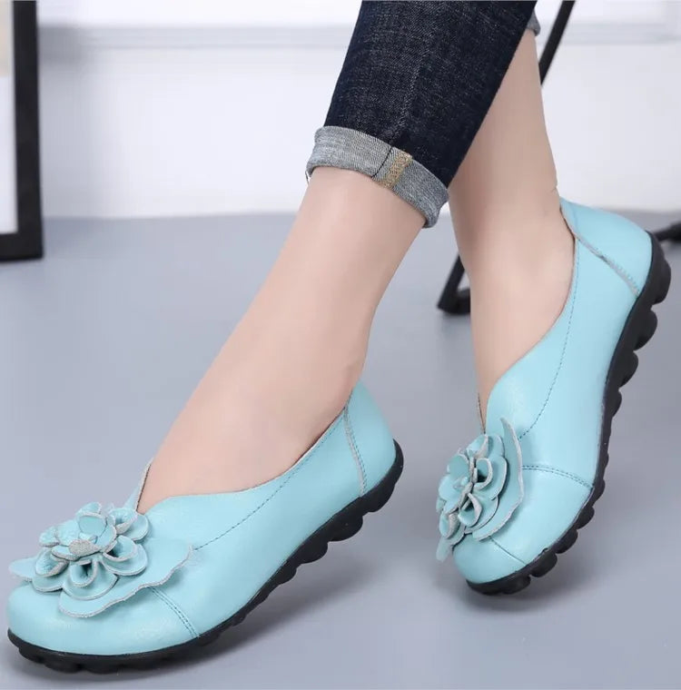 Ballerines Cuir Fleur Élégantes Grande Taille | MDN Store