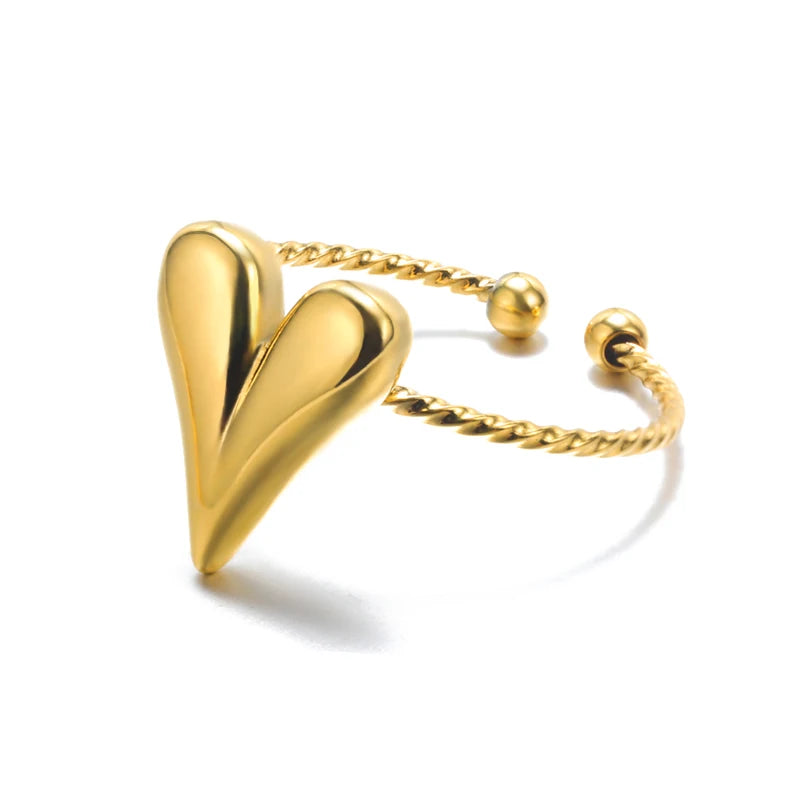 Bague Géométrique Acier Doré Ajustable | MDN Store