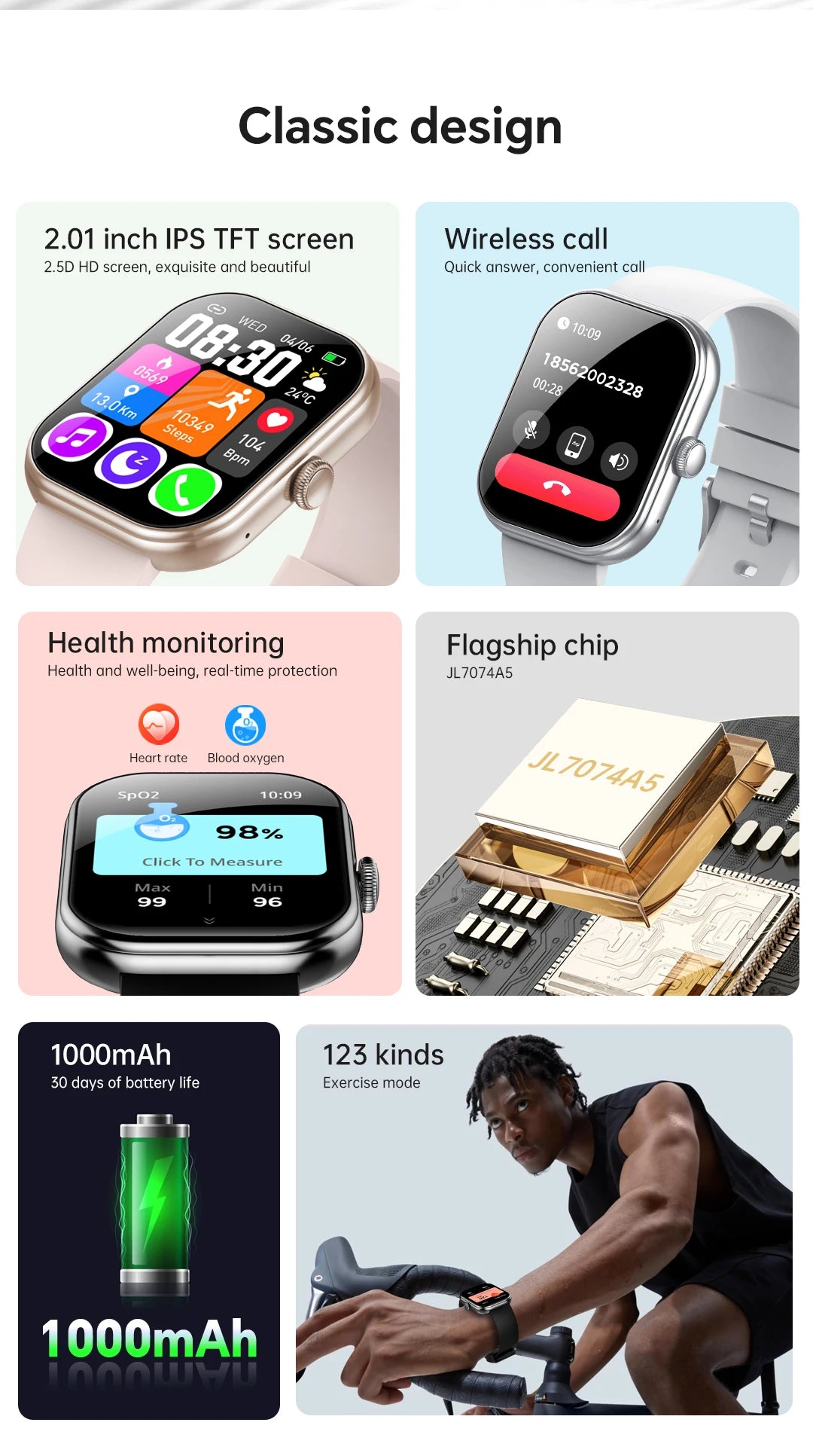 Montre Connectée 1000mAh 2.01" 30 Jours Autonomie | MDN