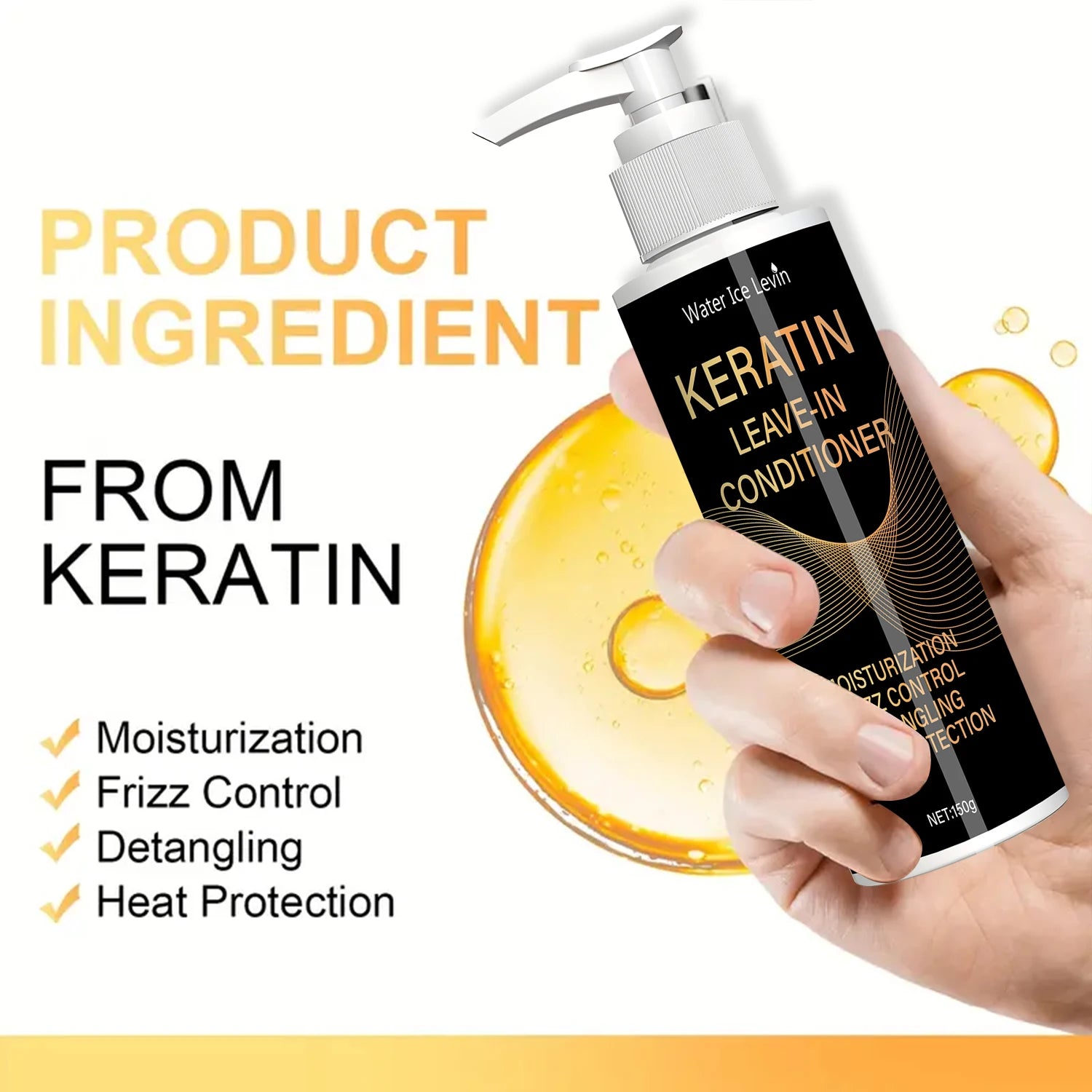 Après-Shampooing Kératine Hydratant Anti-Frisottis Démêlant Tous Types Cheveux 150g | MDN Store 25