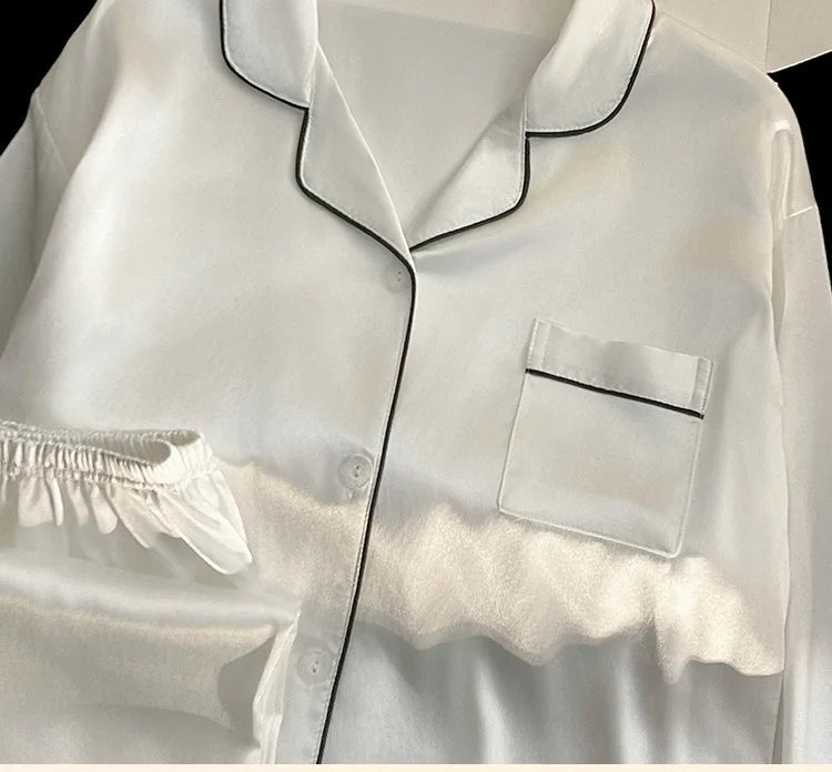 Pyjama Satin Soie Uni 2 Pièces | MDN Store