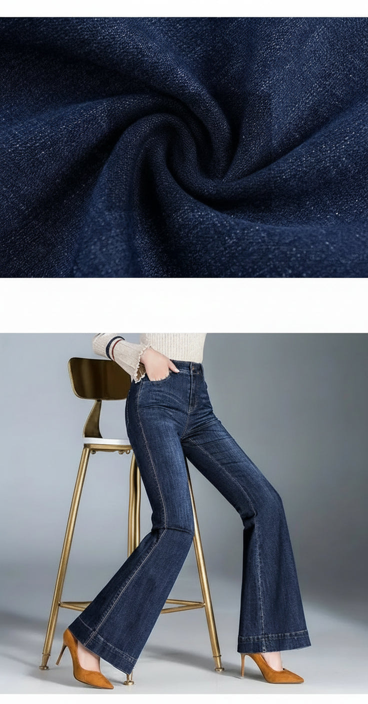 Jean Flare Femme Broderie Ethnique Bleu | MDN Store