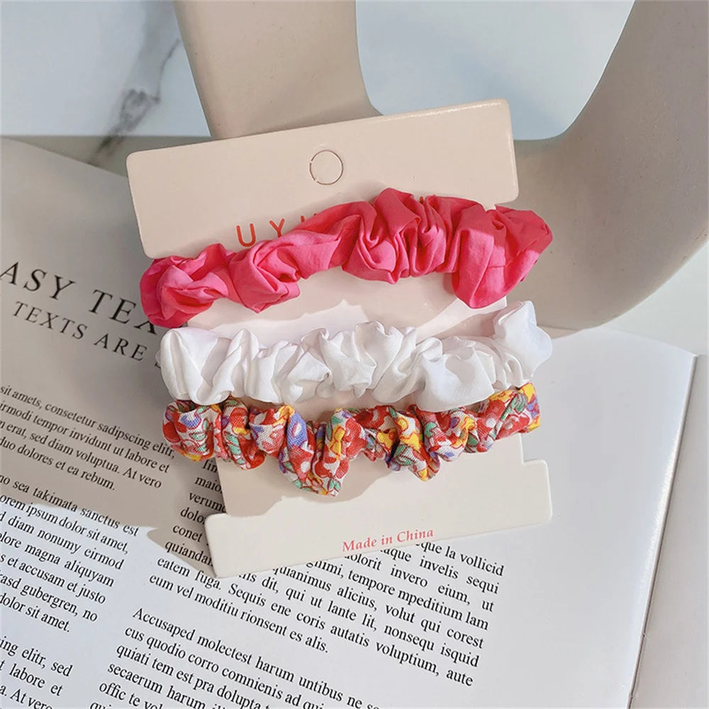 Lot de 3 Chouchous Satin à Motifs Fleurs - Élastiques Cheveux | MDN Store