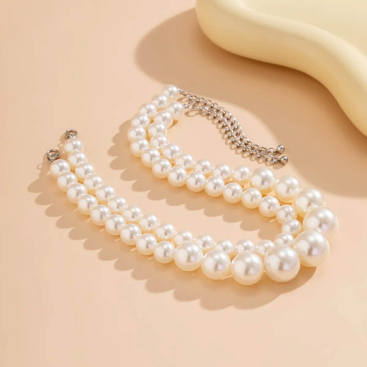 Collier Ras-de-Cou Perles Blanches Multicouche | MDN