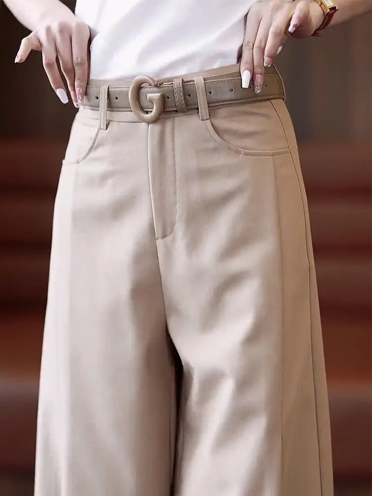 Pantalon Femme Taille Haute Décontracté Léger Couleur Unie Été | MDN Store