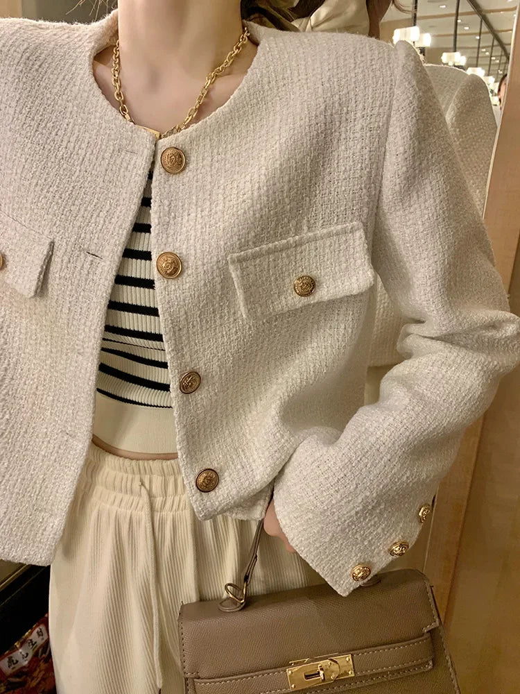 Veste Tweed Courte Élégante Femme Automne-Hiver | MDN