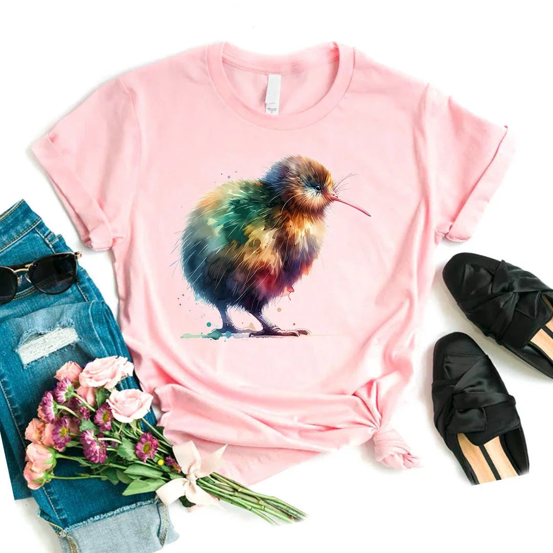 T-Chemise Kiwi Aquarelle Rose Kawaii Femme | MDN Store