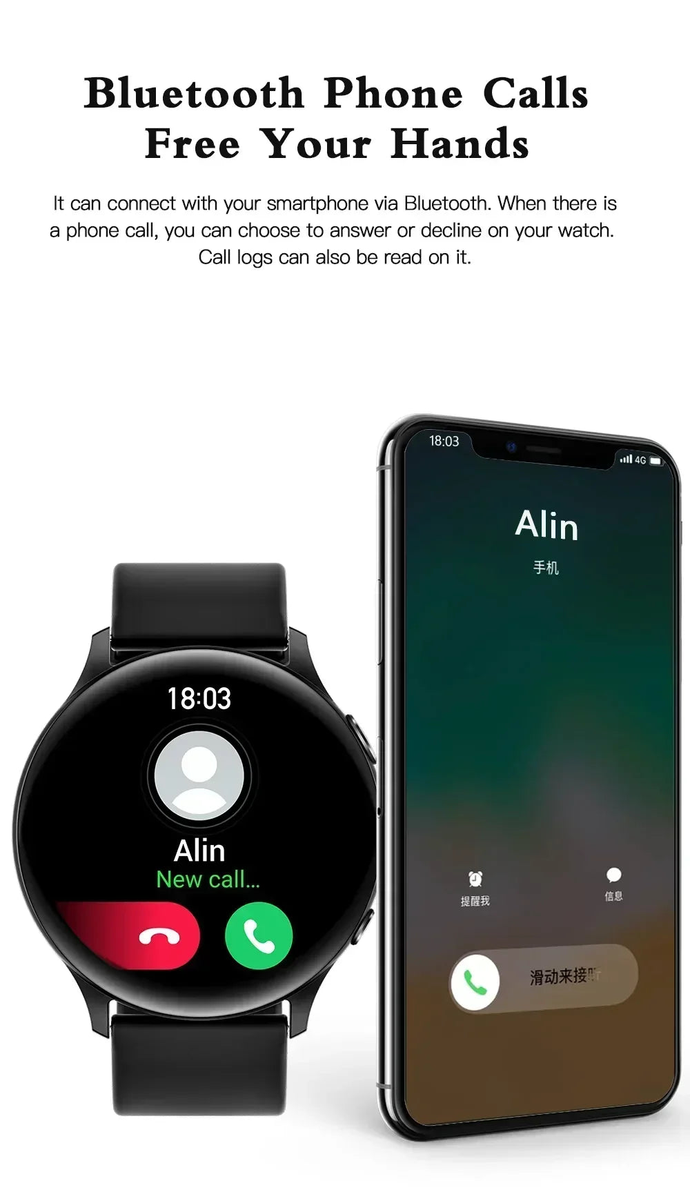 Montre Connectée Acier 1.32" Appels Bluetooth | MDN