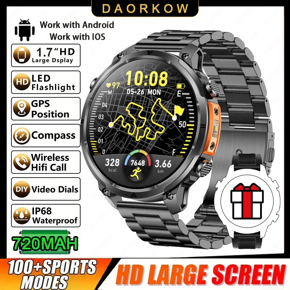 Montre GPS Militaire 1.7" 720mAh Lampe LED IP68 | MDN