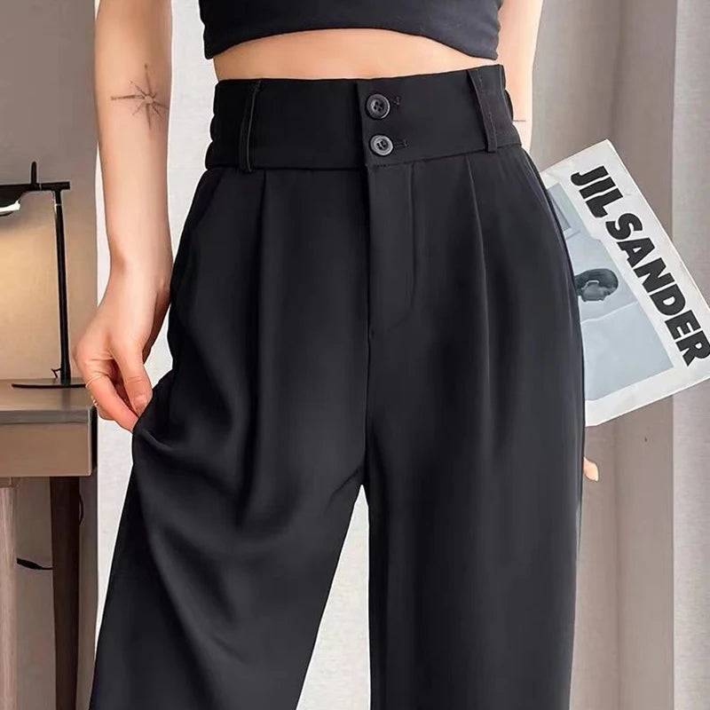 Pantalon Femme Taille Haute Droit Été Léger Costume | MDN Store