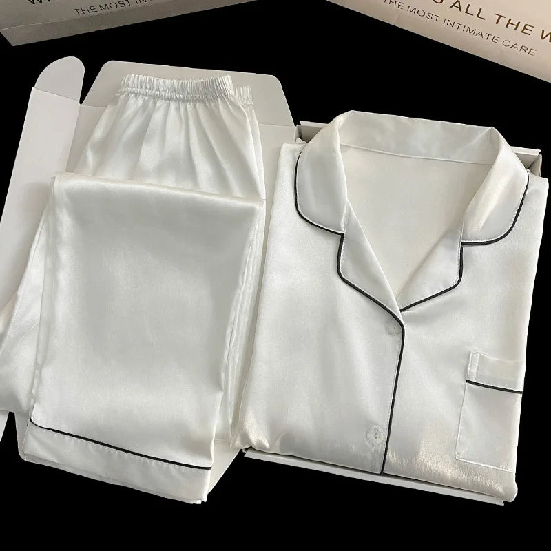 Pyjama Satin Soie Uni 2 Pièces | MDN Store
