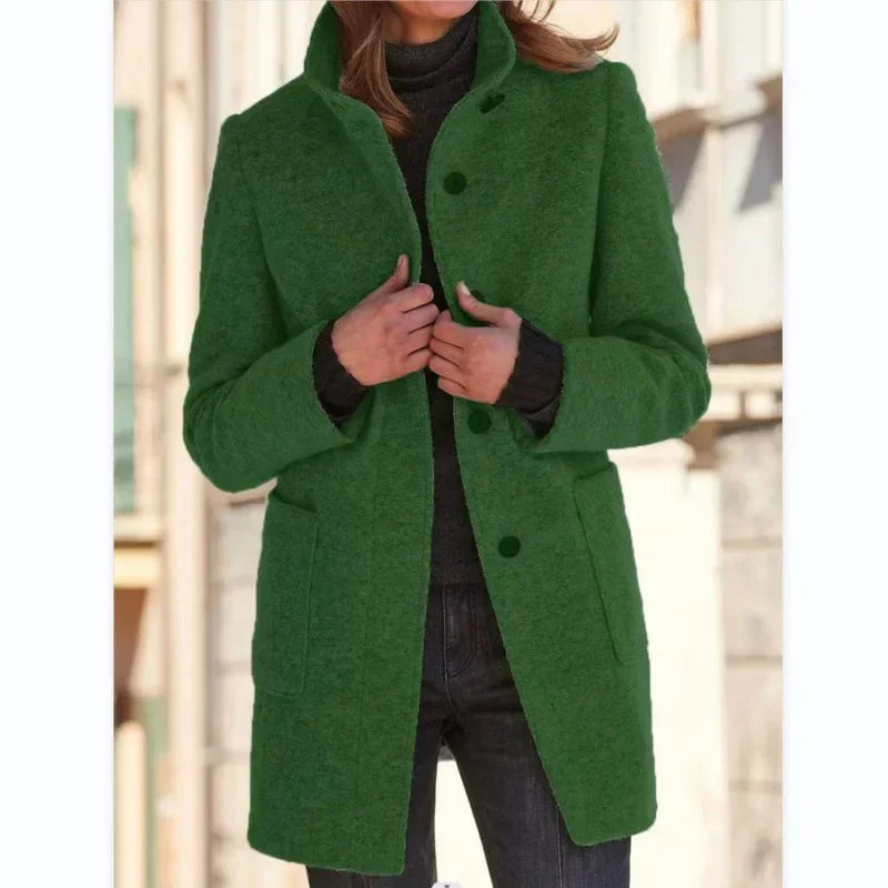 Manteau Femme Tweed Col Montant Vintage - Long Cardigan Automne Hiver | MDN Store