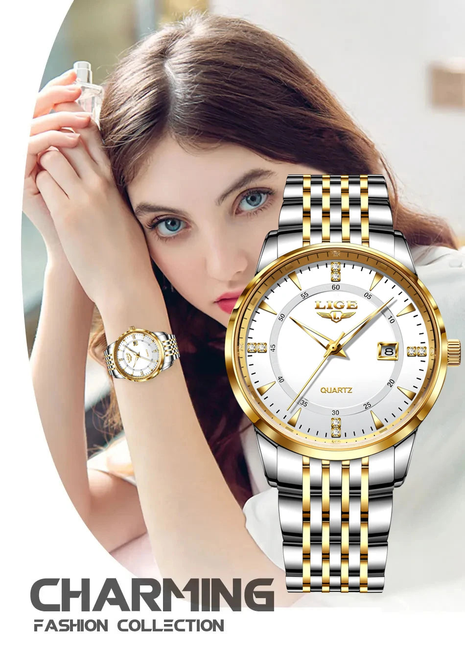 Montre Femme LIGE Acier Inoxydable Étanche | MDN Store