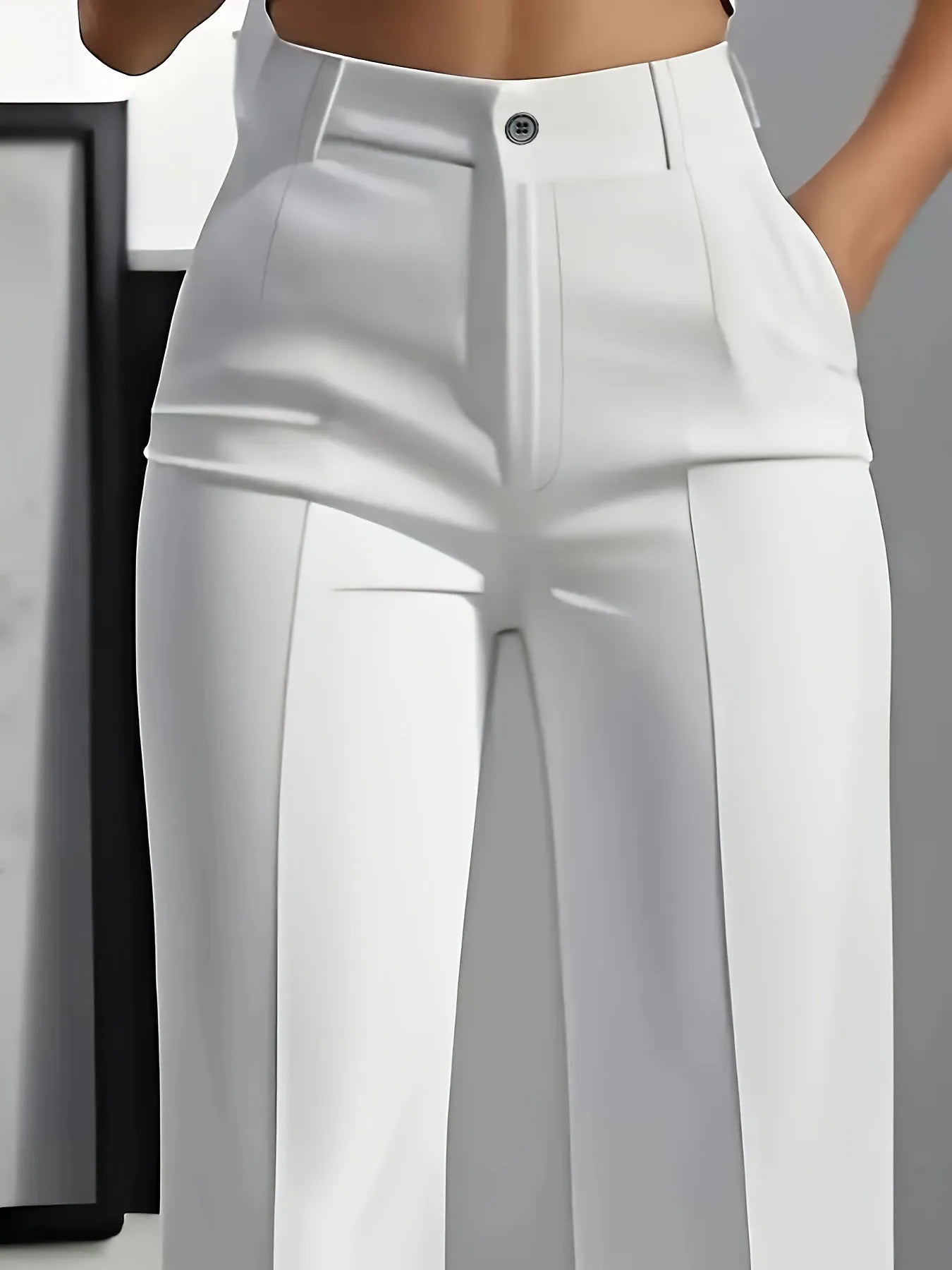 Pantalon Femme Taille Haute Drapé Coupe Droite Élégant | MDN Store