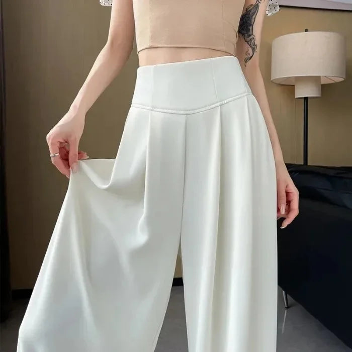 Pantalon Femme Taille Haute Large Gris | MDN Store