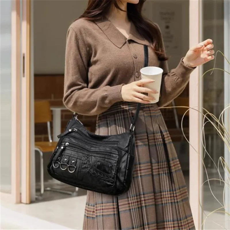 Sac Bandoulière Vintage Multi-Poches Femme Voyage Bureau | MDN Store