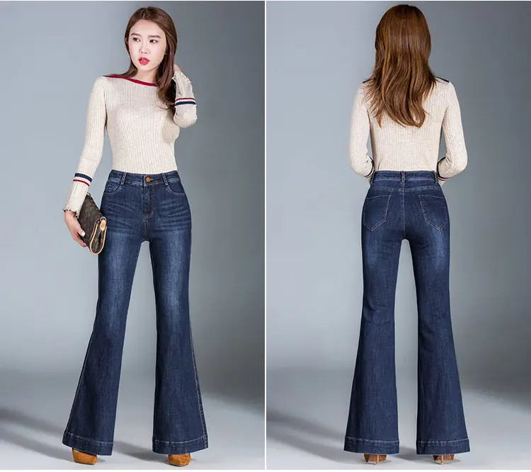 Jean Flare Femme Broderie Ethnique Bleu | MDN Store