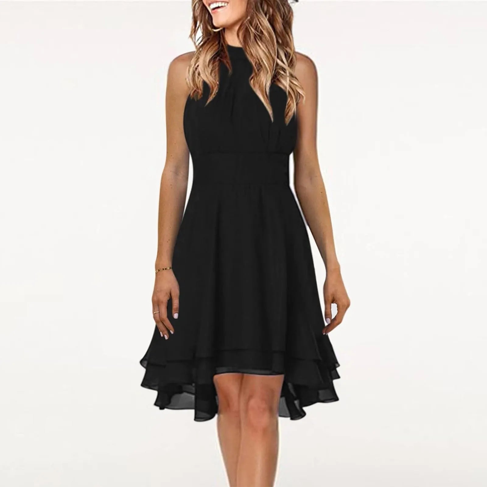 Robe Courte Femme Dos Nu Col Halter Taille Haute Été | MDN Store