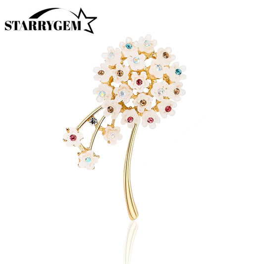 Broche Pissenlit Strass 2 Couleurs Pin Fleur Fête | MDN