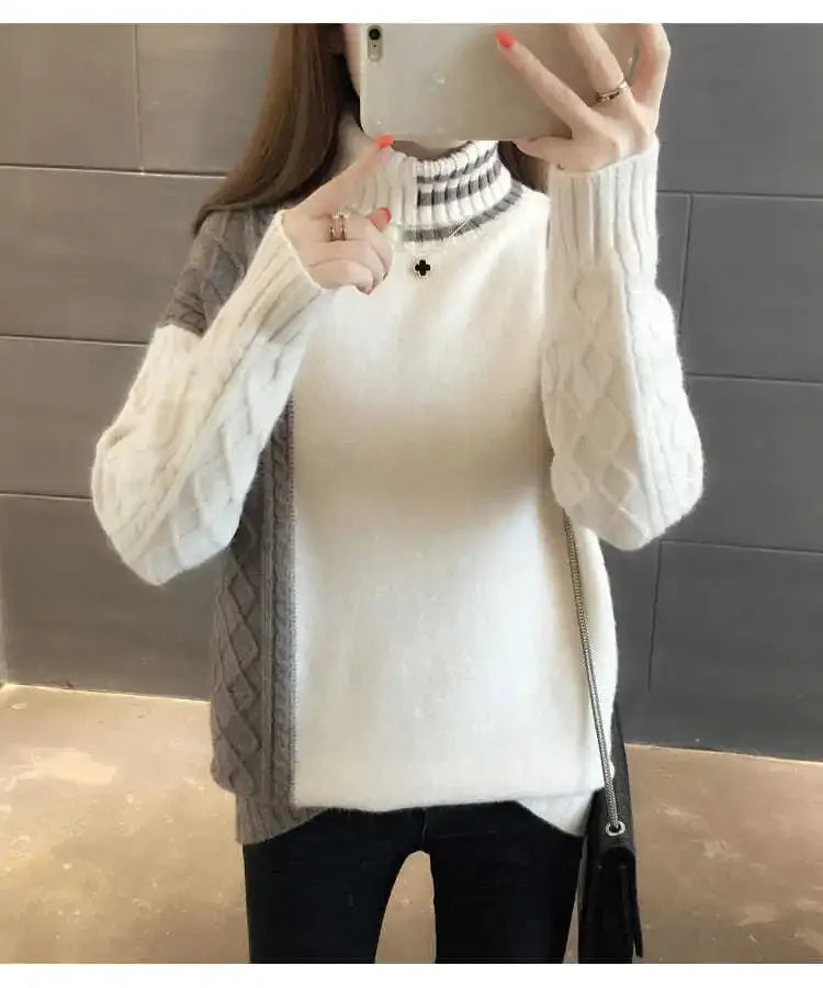 Pull Femme Col Polo Double Polaire Epais Ample Fit Grande Taille S-3XL | MDN Store