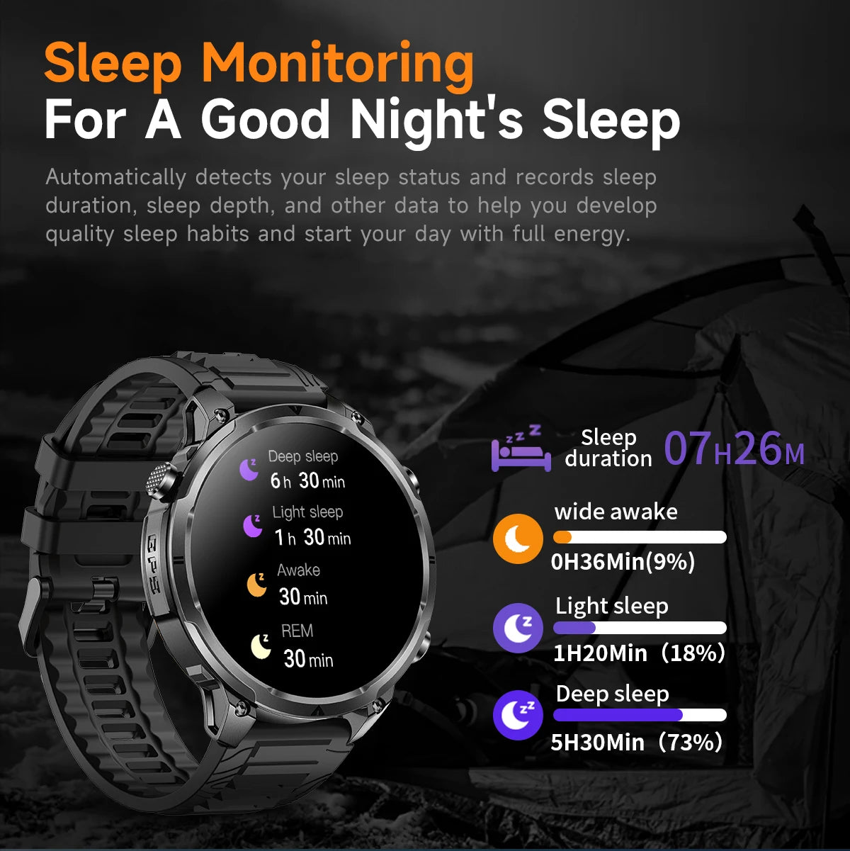 Montre GPS Militaire 1.7" 720mAh Lampe LED IP68 | MDN