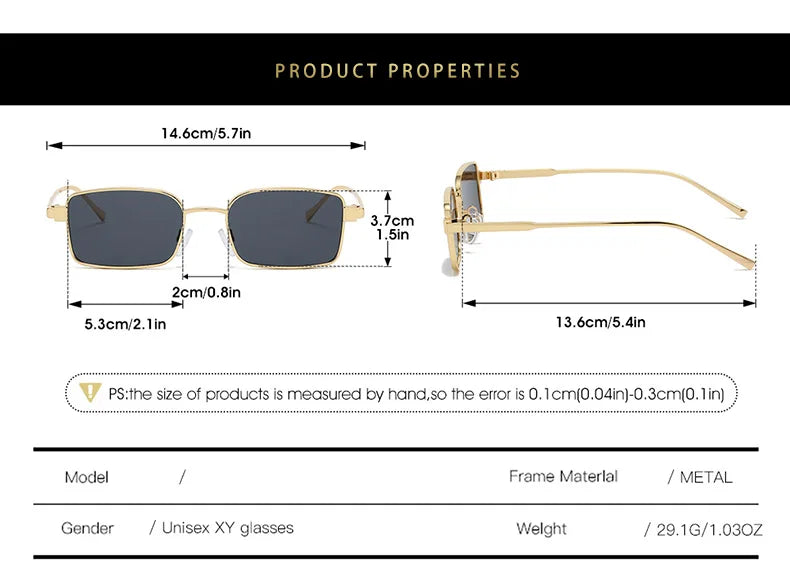 Lunettes Soleil Rectangle Y2K Alliage | MDN