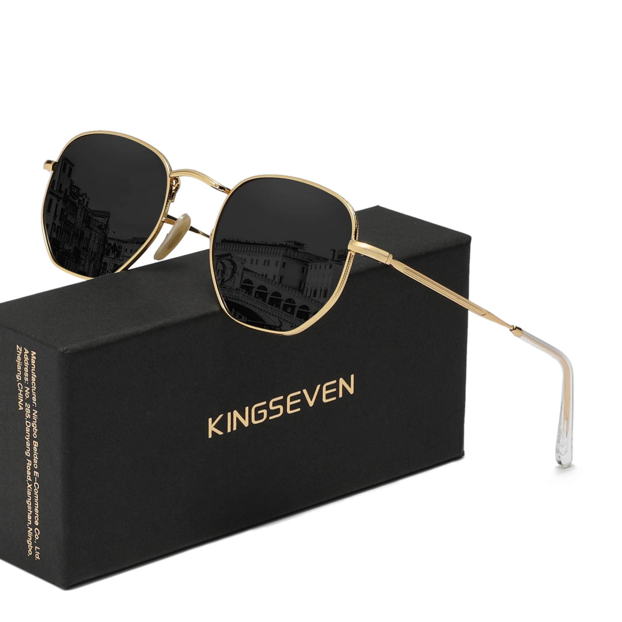 KINGSEVEN Lunettes de Soleil Rondes Polarisées UV400 Femme Miroir Alliage | MDN Store 25